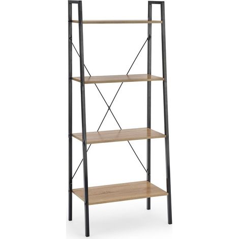 Etagère - échelle design 60 x 148 cm style chêne et acier noir Loggia (1/5)