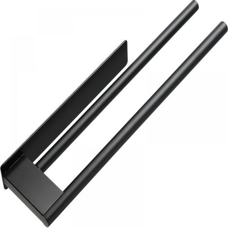 Porte-serviettes double couche en acier inoxydable sans perçage, auto-adhésif, porte-serviettes double bras pour invités, porte-serviettes mural, convient aux salles de bains et aux cuisines, noir.