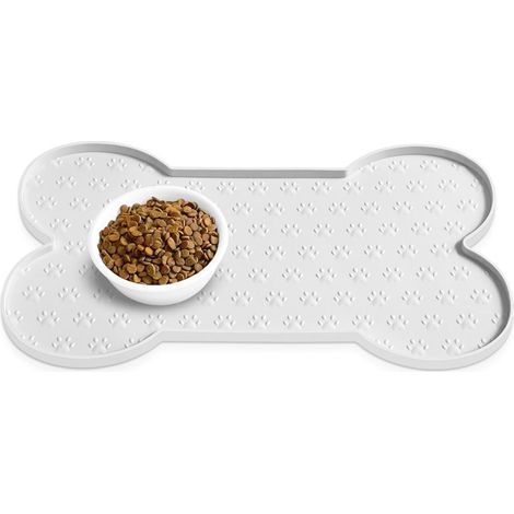 Rutschfeste Silikon-Futtermatte für Haustiere, dick, wasserdicht, erhöhter Rand (49,4 x 25 cm)