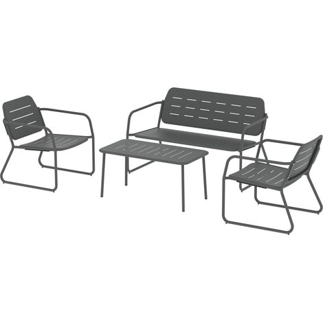 Set di mobili da giardino 4 pezzi acciaio grigio antracite 030009419