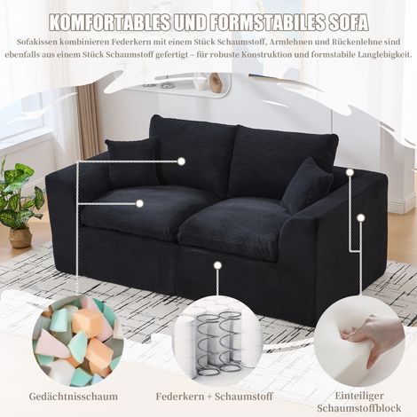 Canapé minimaliste moderne en tissu, canapé deux places pour salon, fauteuil doux et confortable, coussins inclus, canapé de détente de style nordique, idéal pour le salon ou la chambre. (1/5)