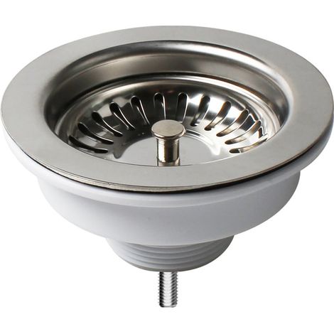 Kitchen Sink Round Basket Strainer Waste Stainless Steel Easy to Fit Chrome (1/2)