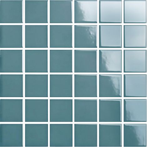 Mosaïque de grès cérame PICCOLO VELVET 5x5cm (finition brillante) -  Teal - -  364 - Teal - boîte de 0.93 m2