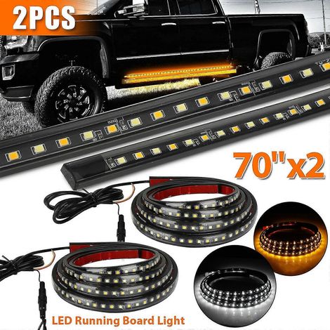 2 barres lumineuses LED de 70 pouces pour marchepieds latéraux de camion, clignotants blancs et ambrés (1/5)