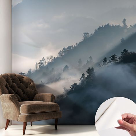 Papier peint autocollant avec imprimé pour décoration intérieure pour rénovation a motif Paysage brumeux 250x250 cm (1/5)
