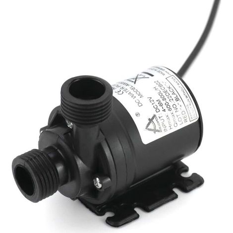 Pompe à eau 12V 800L/heure 5m, pompe submersible sans balais, adaptée à la circulation de l'eau dans les piscines, les fontaines solaires, les aquariums et les bassins. (1/5)