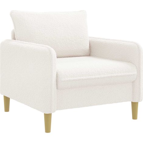 XL Armchair White Bouclé vidaXL (1/5)