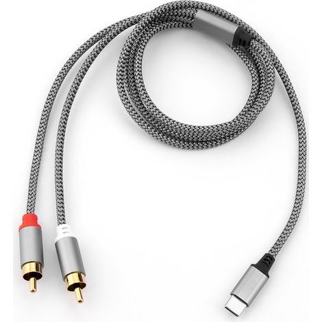Adaptateur audio auxiliaire Lightning To RCA, adaptateur de séparateur stéréo Y pour certains iPhone, Ipad pour amplificateur de puissance, voiture, home cinéma, haut-parleur (1/5)