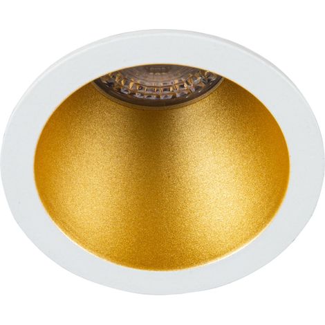 Spot DECO+ ASYM GU10 rond fixe, blanc mat/doré IP20 - EUROPOLE - 28902 (1/4)