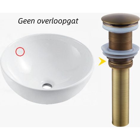 Bonde de lavabo en cuivre finition antique avec surface lisse sans trous pour évier et lavabo couleur cuivre (1/5)