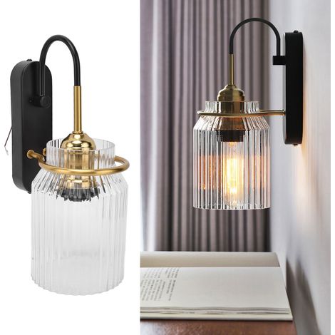 Moderne E27/E26 Wandleuchte, klarer Glasschirm, elegante Wandlampe. (1/5)