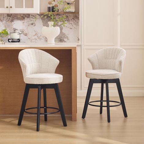 MEUBLIV Sgabello da bar 52,5x51x92,5 cm beige – girevole, con schienale (1/5)