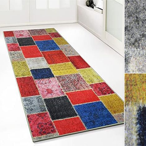 Tapis Ornement Vintage Oriental pour la Cuisine, Le Couloir et Le Salon 80 x 450 cm, Monsano Multicolore