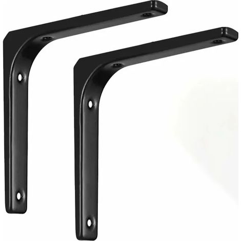2pcs Équerre Étagère, Équerre Murale Charge Lourde, Équerre Étagère Murale En Forme De L, 150x125mm, Équerre De Fixation Pour Étagère, Noir (1/4)