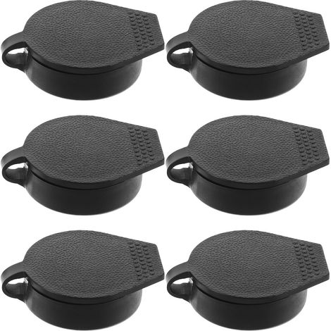 6 capuchons de trous étanches en plastique noir pour 22 x 19 mm, protections appareils et serrures (1/5)