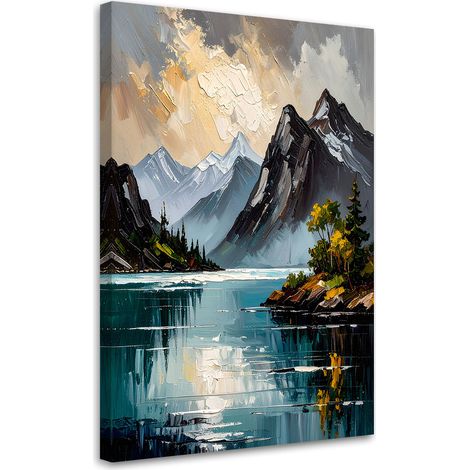 Quadro su tela, Paesaggio Lago Montagne Natura - 40x60 (1/2)