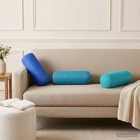 vidaXL Cushion Cover 2 pcs HEERLEN Turquoise 脴 15 x 40 cm Polyester (1/5)