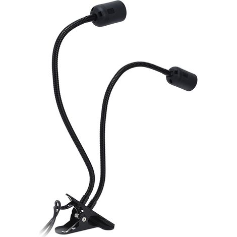 Douille de lampe de table E27/E26 noire à double tête, orientable à 360°, en matériau durable, avec prise 100-240 V. (1/5)
