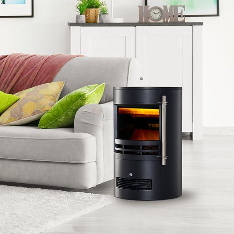 Cheminée électrique 900 W/2000 W avec effet flamme, température réglable et protection contre la surchauffe, 41 x 41 x 64,5 cm, noire (1/5)