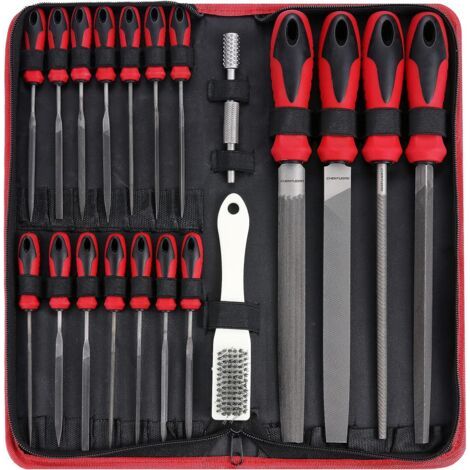 Jeu de limes à métal et à bois de 57 pièces, acier allié forgé de qualité T12, 4 grands outils, demi-rond/rond/triangle/plat, 14 limes aiguilles et une paire de limes électriques, une brosse et 36 feu (1/5)