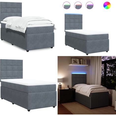 vidaXL Sommier à lattes de lit et matelas Gris foncé 90x200 cm Velours (1/5)
