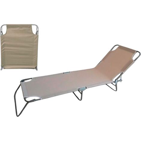 TRADE SHOP - Lettino Prendisole Pieghevole Senza Parasole Con Schienale Regolabile Brandina Beige 281024 - (1/5)
