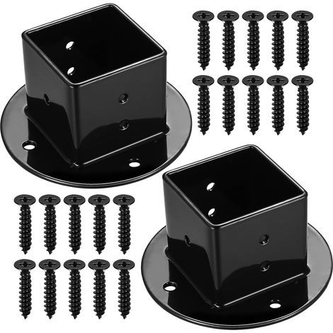Support de Poteau, 2 Supports à Visser, Base de Poteau de Terrasse 50x50mm, Supports de Poteau pour Poteaux à Section Carrée, Boîtes aux Lettres, Balustrades, Plancher en Bois, Support de Poteau (1/5)