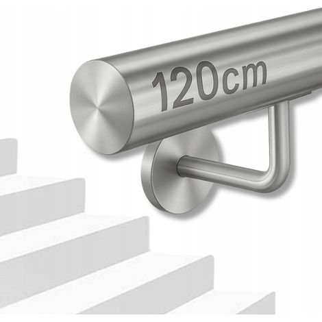 Rampe d’escalier - 120 cm - Acier inoxydable - Design moderne - Intérieur et extérieur