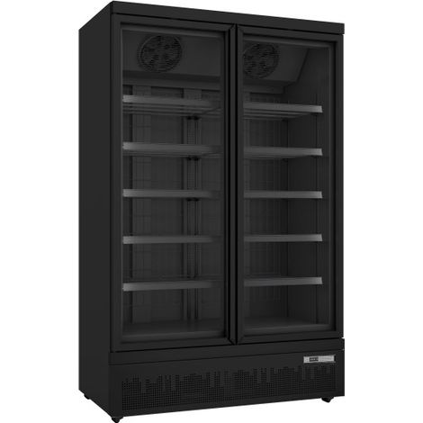 Congélateur vitrine 1006L Noir - 10 étagères 2 portes auto éclairage LED contrôle numérique - Saro