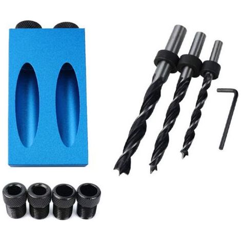 Kit de gabarit pour trous de poche, système de guide de perçage remplaçable, gabarit pour tourillons 6/8/10 mm, localisateur de trous de perçage d'angle, outils d'assemblage du bois (1/5)