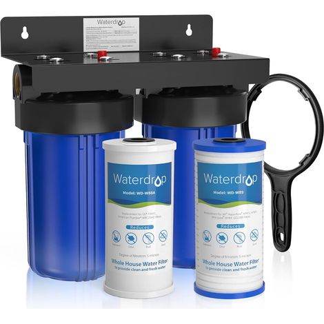 Waterdrop Système de Filtration d'Eau pour Toute la Maison, avec Filtre à Charbon et Sédiment, Filtration en 5 Étapes, Réduction du Plomb, Chlore, des Odeurs et du Goût, 5 Microns WD-WHF21-PG