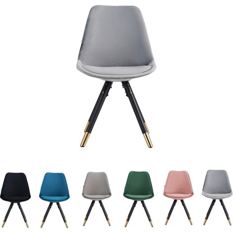 Set of 1/4 Sofia Velvet Upholstered Dining Chair Single - Light Grey (1/5)