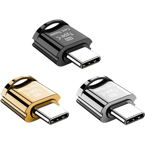 USB-C-Micro-SD-Kartenleser, 3er-Pack, TF-Karten-/Speicherkartenleser-Adapter, tragbare OTG-Speicherkarte, kompatibel mit Mac, Windows, Lixus, Laptop, Tablet, Android-Telefon (1/5)