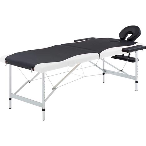 vidaXL Camilla de masaje plegable 2 zonas aluminio negro y blanco (1/5)