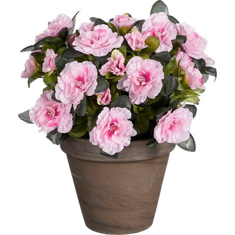 Plante artificielle azalée rose en pot en terre cuite H31 x Ø26 cm pour intérieur - PANGIVO (1/4)