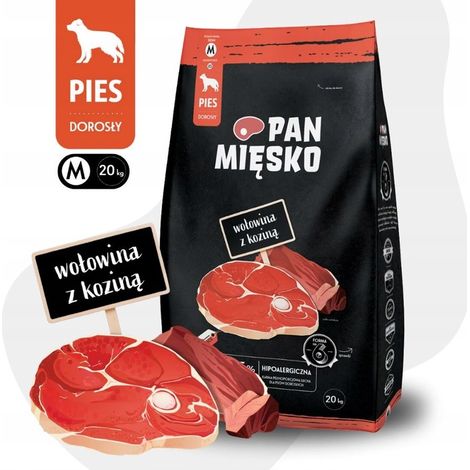 Alimento seco para perros Mr. Meat, carne de res, cabra y verduras, razas medianas, M, 20 kg.