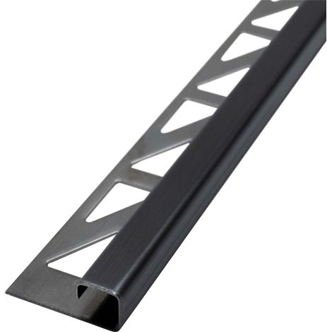 Dalsys Fliesenschiene Eckprofil Quadratprofil Edelstahl, Fliesenprofil - Schwarz gebürstet 2,5m x 12,5mm, 1 Stück (1/5)