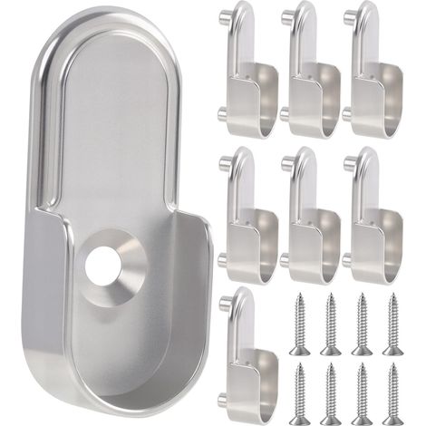 8 Pièces Support Tringle Penderie, Supports Extrémité de Rail En Métal Zink Alliage Avec Vis, Support Barre Penderies Fixation Barres De Penderie pour Penderie Placard, Montage Facile Argent (1/5)