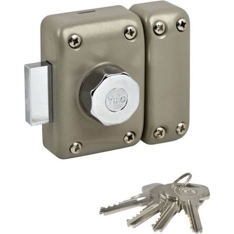 Verrou a bouton et cylindre 5 goupilles YALE YV25BT-40 - 4 clés - beige