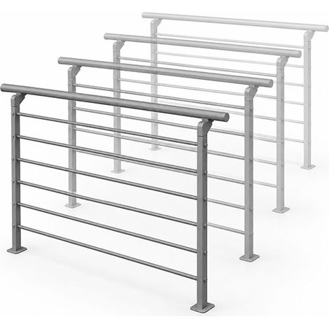 4 garde-corps Acier Gris - Main-courante alu - Longueur 1.50m - GC-I-RV-EXT-G/4 (1/5)