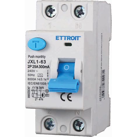 ETTROIT JX322568 Interrupteur différentiel pur 2P 25A 300mA 220V-6KA CLASSE A