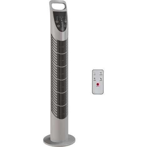 HOMCOM 78.5cm Oscillation Tower Fan with Remote Control 3-Speed Wind Grey