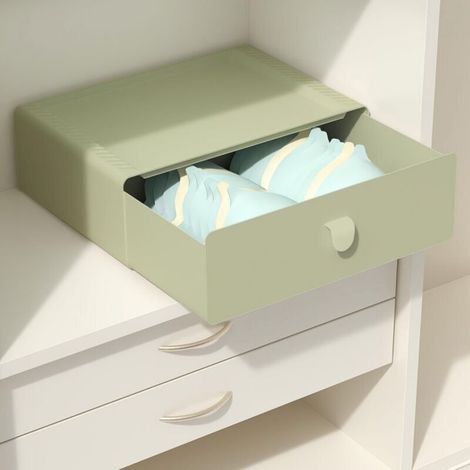 Tiroir de rangement pour lingerie, tiroir en plastique à 1 compartiment pour soutiens-gorge, organiseur de garde-robe empilable, pour chaussettes, sous-vêtements, collations, vert (1/5)
