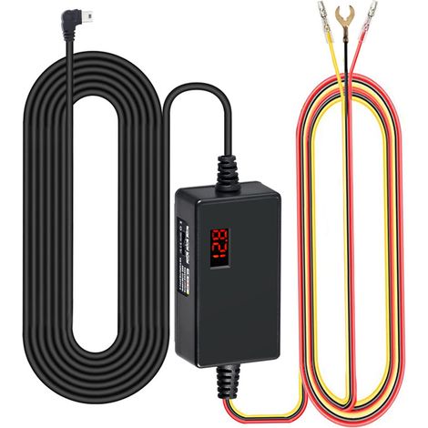 GARRYFIZH Kit câblage dashcam 12V-24V vers 5V 3A , Indicateur tension, tension réglable , Mode stationnement 24H, protection batterie , Type C , Accessoire dashcam , Installation permanente (1/5)