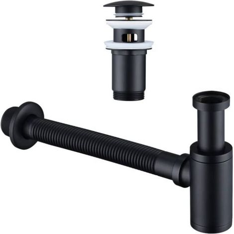 Sink trap with drain, universal brass trap with sink plug and cleaning hole