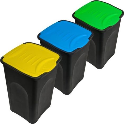 Lot de 3 poubelles de recyclage. 50l par poubelle (1/5)