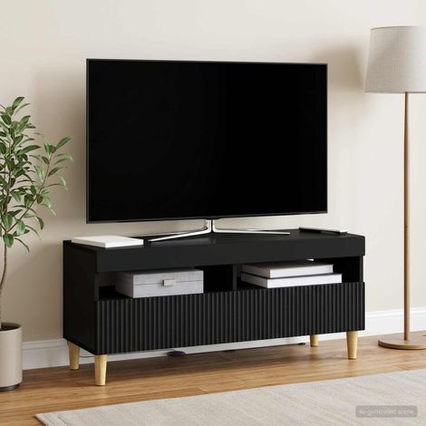 vidaXL Meuble TV LED ARNHEM 100 x 35 x 43 cm Noir Bois d'ingénierie (1/5)