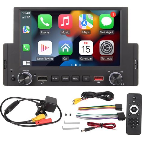 Autoradio Multimédia 6,2 Pouces, Wired CarPlay pour Android Auto, 12 Caméras de Recul LED, BT 5.1, Récepteur Stéréo Voiture (1/5)