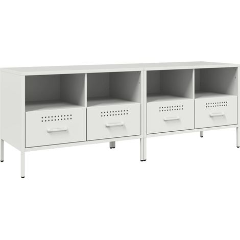 Mobile TV multimediale scaffale per televisione televisore buffet sala da pranzo soggiorno camera da letto 2 pezzi 68 x 39 x 50,5 cm acciaio bianco 020028545