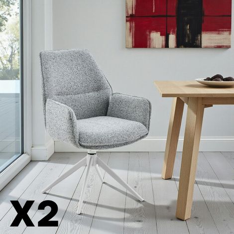 Chaise gris chiné pivotante à accoudoirs (lot de 2) CORTINA (1/5)